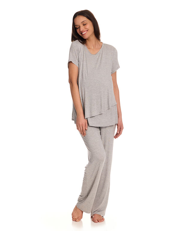 Chloe Rose 2 Piece Maternity & Nursing Pant Set Grey S