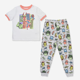 Avengers 2 Piece PJ Set White