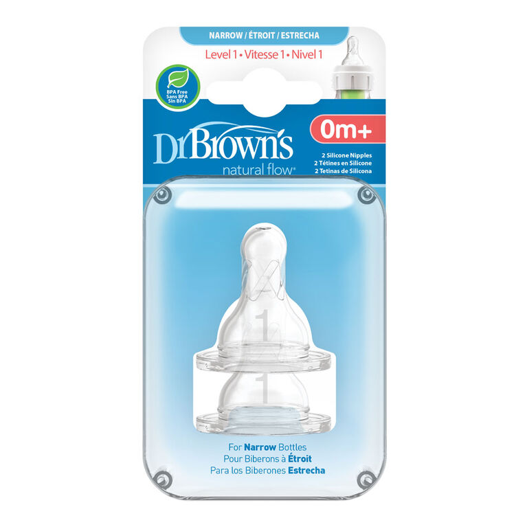 Dr. Brown's Level 1 Narrow Nipple, 2 Pack