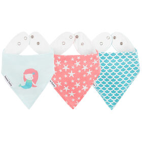 Bavoir Banda Bib, le bavoir bandana original, ensemble de 3 de Bazzle Baby - Mermaid
