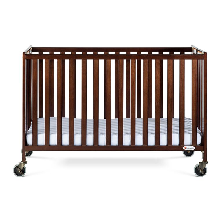 Foundations HideAway EasyRoll Folding Full Size Crib, Antique Cherry