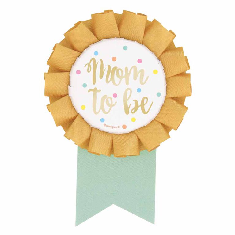 Foil "Mom to Be" Baby Shower Badge - English Edition