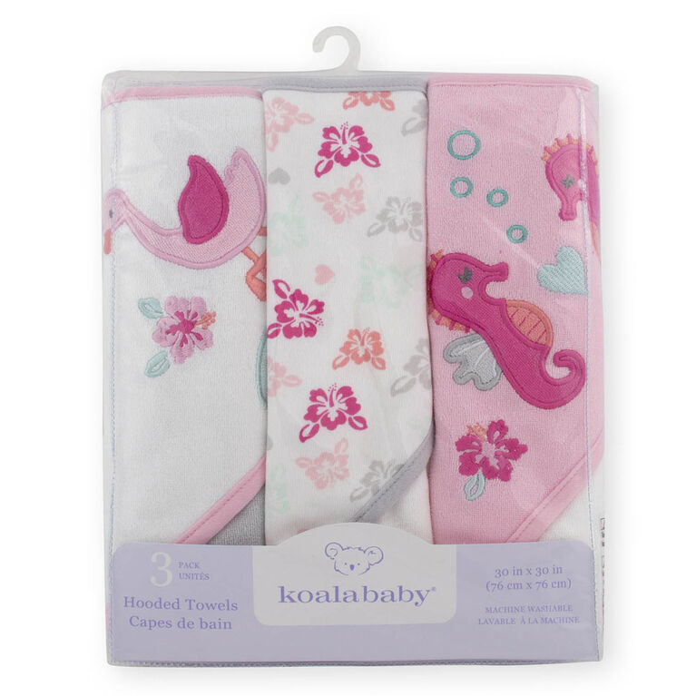 Koala Baby 3-Pack Hooded Towels, Girl