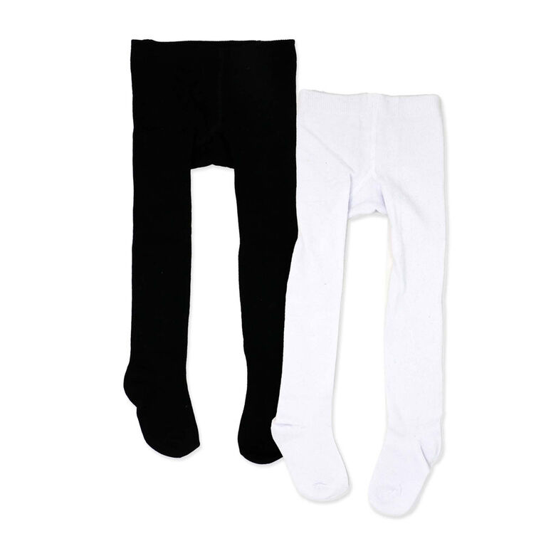 Baby Mode Signature 2 Pack Tights: Black & White 2-4T