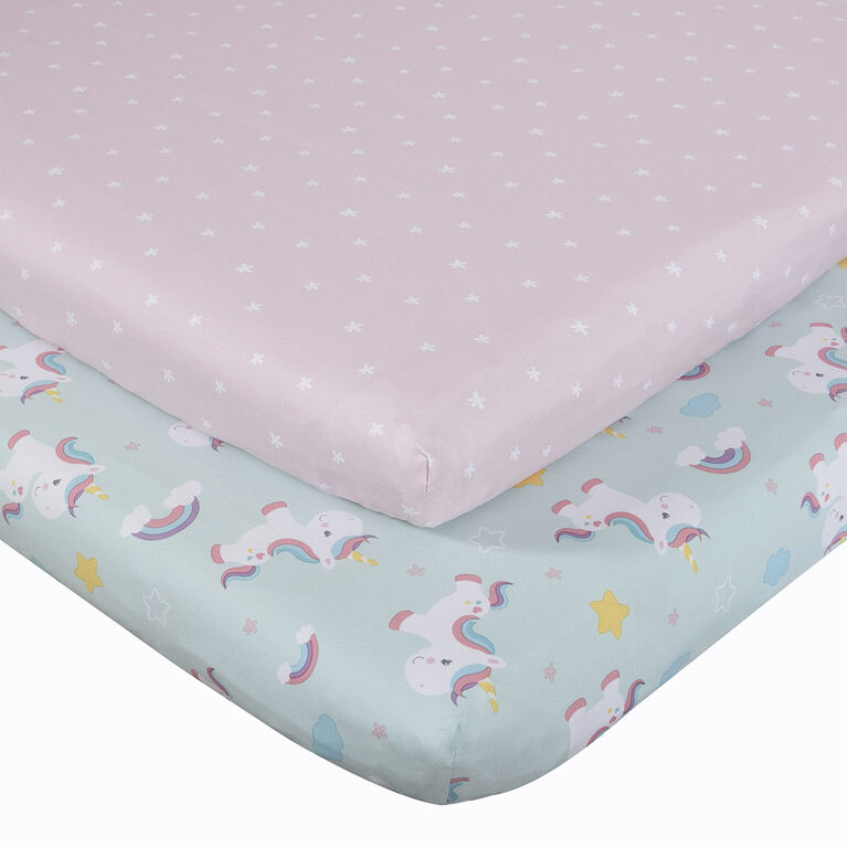 Baby's First by Nemcor, 2Pack Mini Crib Sheets, Unicorns Babies R Us