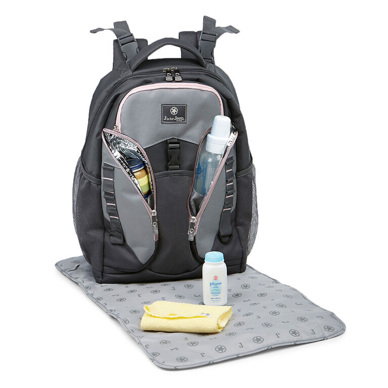 Jeep Adventurers Backpack Diaper Bag Grey Pink Babies R Us Canada