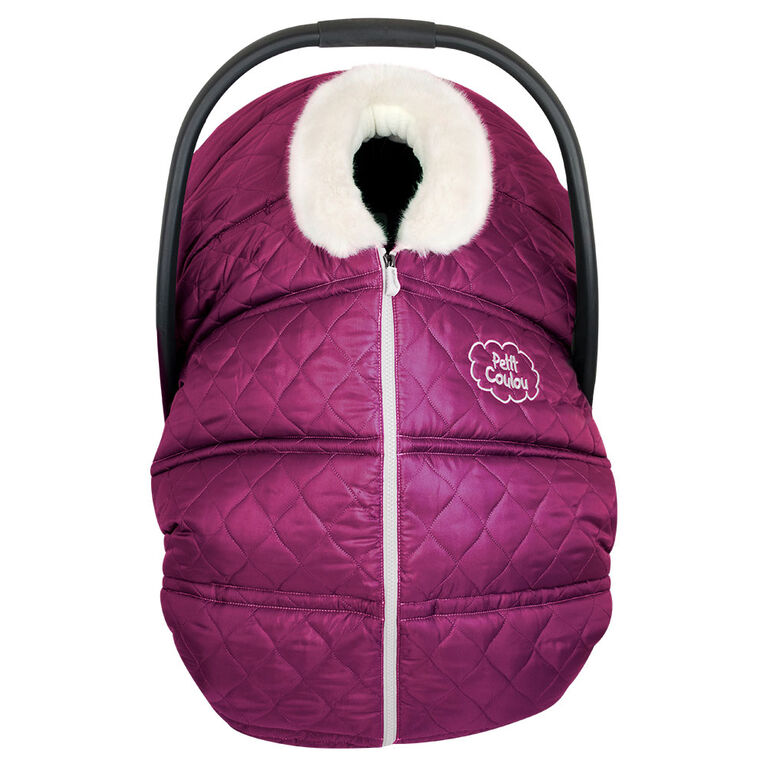 Petit Coulou Winter car seat cover - Burgundy/Ivory