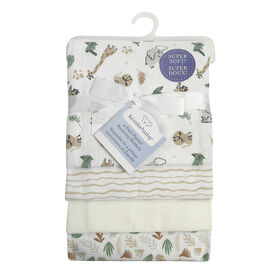 Lot de 4 couvertures de réception en flanelle Koala Baby Safari