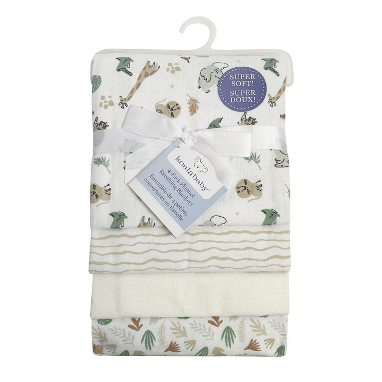 Lot de 4 couvertures de réception en flanelle Koala Baby Safari