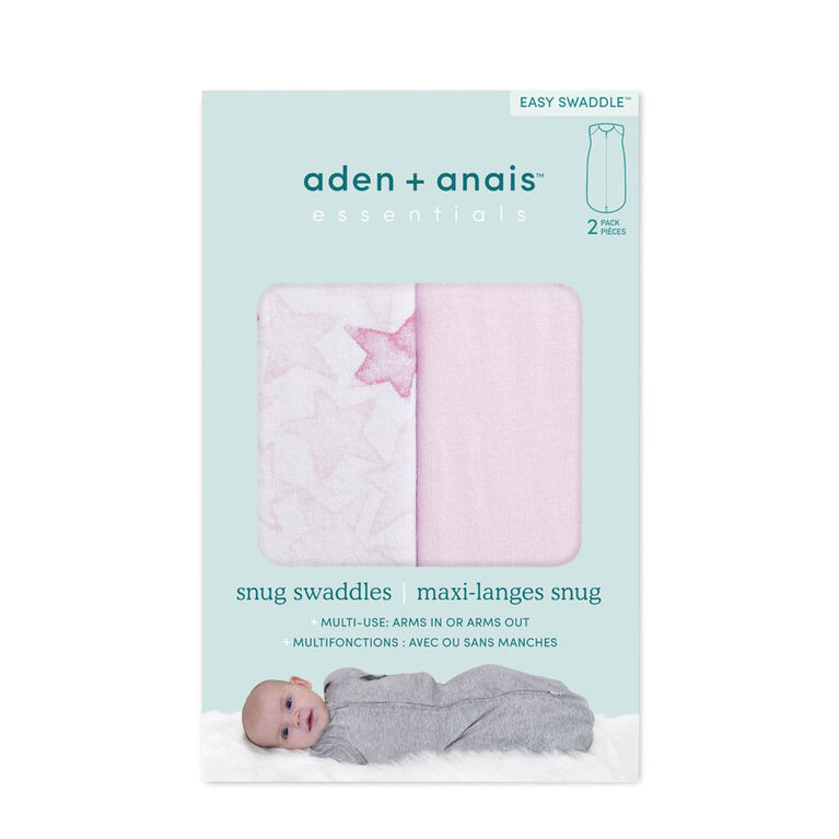 Aden + Anais Twinkling Stars Pink 2 pack Snug Swaddle  0-3 mois