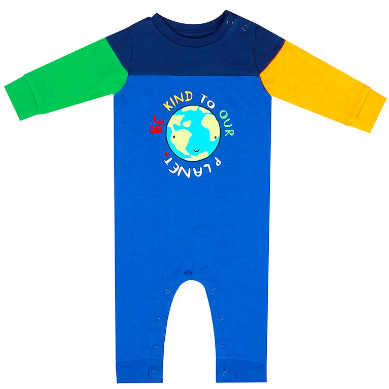 earth by art & eden - Mike Color Block Coverall - Stong Blue, 6 Months