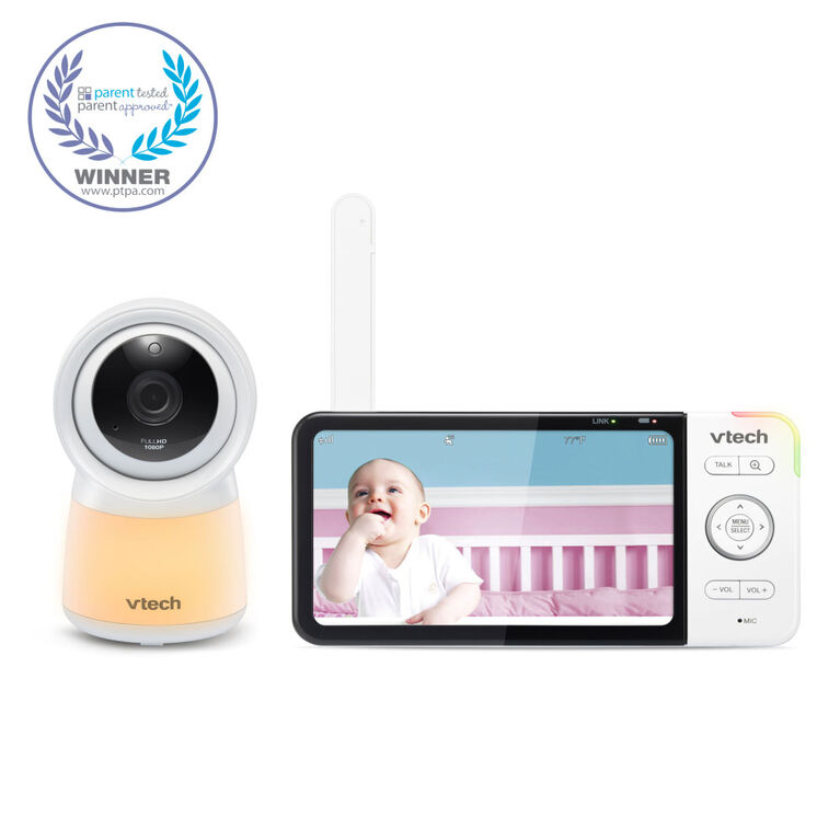 VTech RM5754HD Smart Wi-Fi Video Baby Monitor with 5 inch display and 1080p HD Camera, Built-in night light & 1 Camera, White - R Exclusive