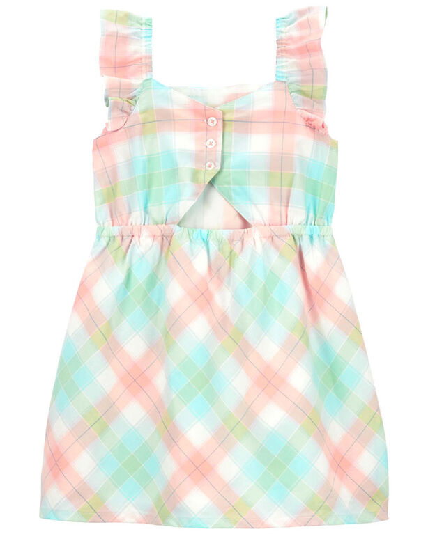 Carter's Plaid Flutter Dress Blue 3T