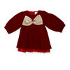 Baby Mode Signature Red Velvet Bow Dress 2Y