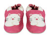 Tickle-toes Chaussures en cuir souple avec écusson de chat - rose vif, 12-18 mois.
