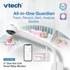 VTech V-Care VC2105 Moniteur vidéo intelligent sans fil haute définition de 5 po 1080p au-dessus de la basinette pour chambre à haute définiition de 720p, intelligence artificielle, analyse du sommeil, veilleuse et détection du recouvrement du visage, (blanc)