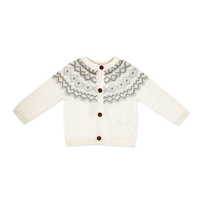 Rock a Bye Baby  Ensemble cardigan en tricot avec pieds : Fairisle cr&egrave;me 6-12 mois