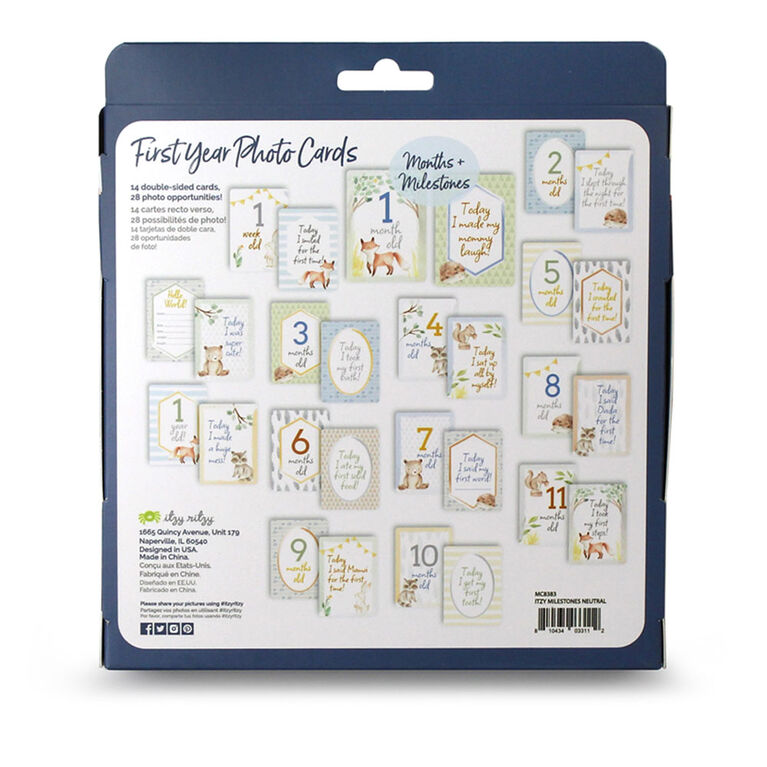 Itzy Ritzy Milestone Cards , Neutral, Woodland Animals