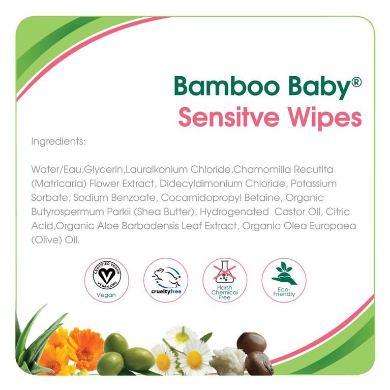 Lingettes Sensitive Aleva Bamboo - 72ct.