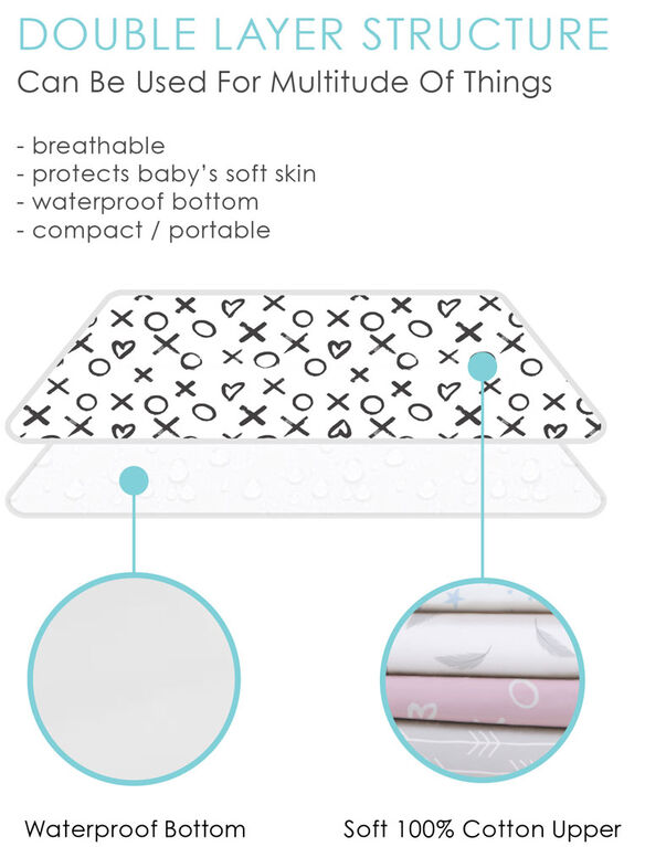 Kushies Portable Changing Pad Liner Flannel Pink Scribble Stars