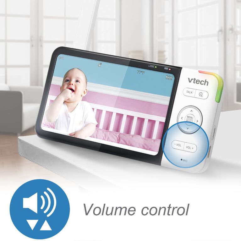 VTech RM5764HD Smart Wi-Fi Video Baby Monitor with 5 inch display and 1080p HD 360 degree, Panoramic Viewing Pan & Tilt Camera, White