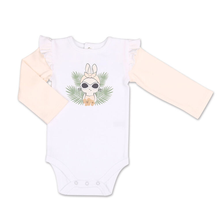 Ensemble 2 pièces Koala Baby Tropical pour fille - combinaison avec lapin et pantalon de sport à motif floral, 3-6 Mois