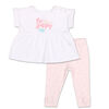 Koala Baby Pastel Rainbow Be Happy Rolled Sleeve Top/Legging 2 Piece Set, 18 Month