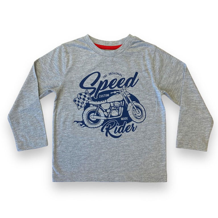 Speed Rider Long Sleeve Tee - Grey - 4T