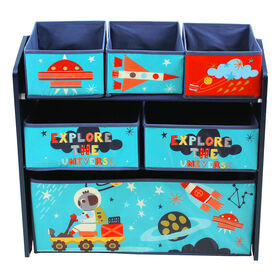 Outer Space Wood Storage with bins