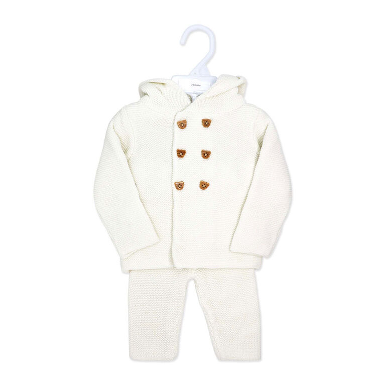 Baby Mode 2 Piece Hooded Knit Set:Cream