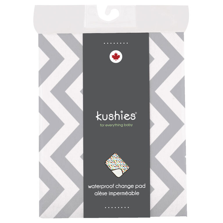 Kushies Alèse Imperméable Coton Flanelle Chevron Gris