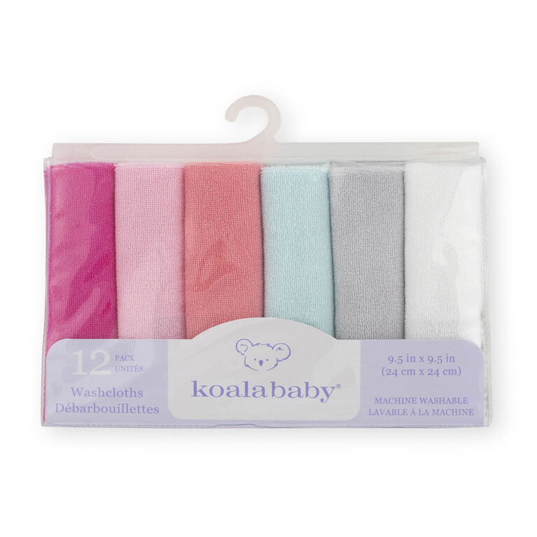 Koala Baby 12-Pack Washcloth, Pink Variety