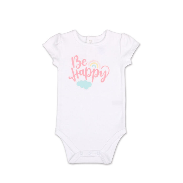 Koala Baby Pastel Rainbow Be Happy Bodysuit/Shorts 2 Piece Set, 3-6 Months