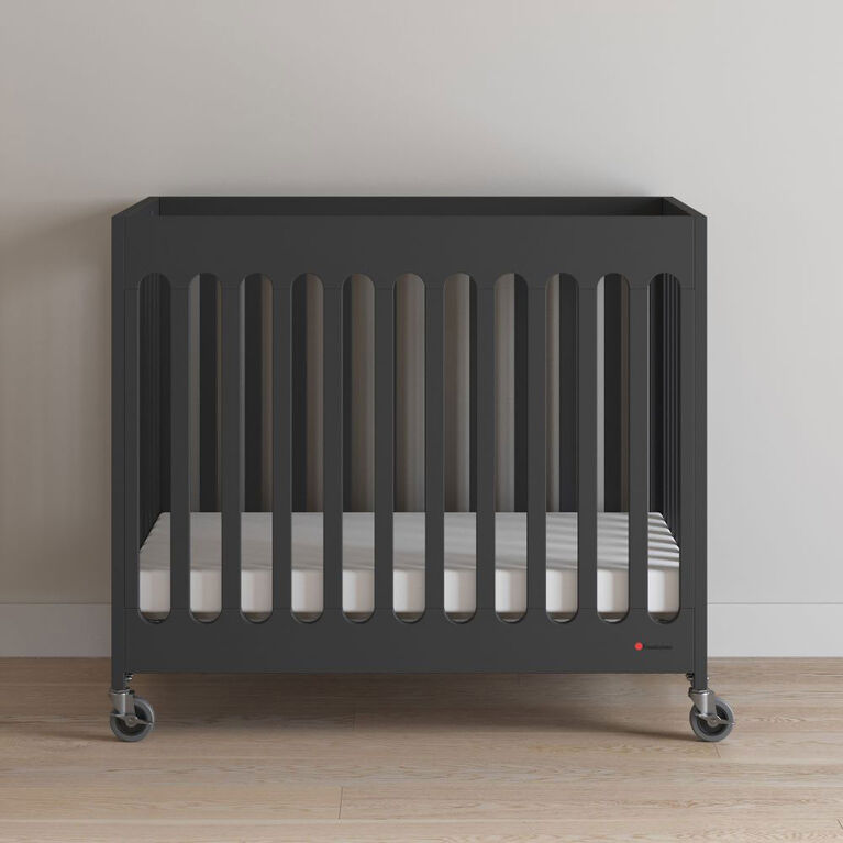 Mini Compact Crib with Mattress, Ebony