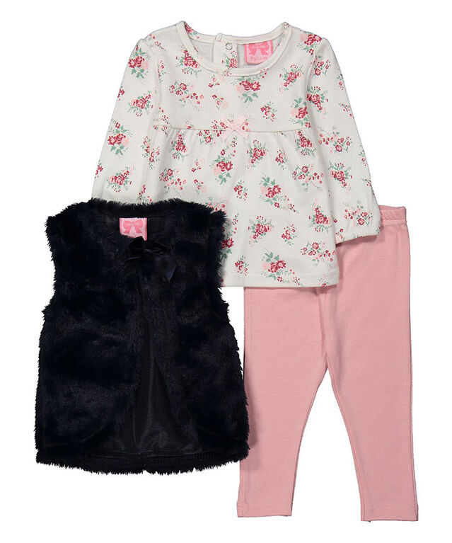 Mini Moi - Girls 3 Piece Vest Set: Floral - 6-12 Months