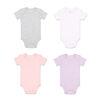 Koala Baby 4Pk Short Sleeved Solid Bodysuits, Pink/Lavender/Heather Grey/White, 9 Month