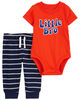 Carter's Two Piece Little Bro Bodysuit Pant Set Orange 3M