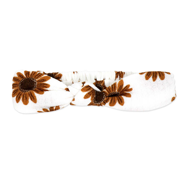 Baby Mode Ensemble 3 pièces en tricot froissé : motif floral marron, 18M