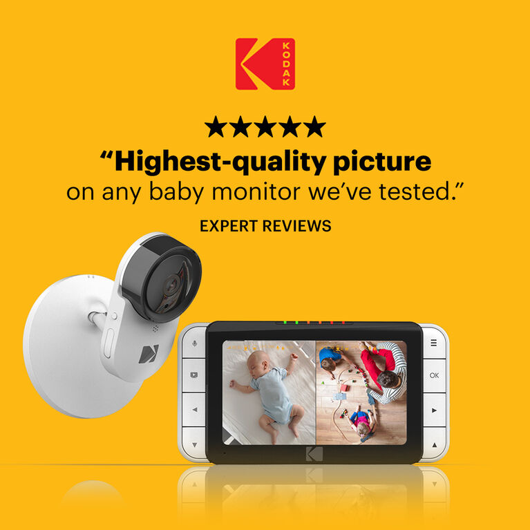 Kodak Cherish C520 Wifi Video Baby Monitor With Above-The-Crib View, Parent Unit For Constant Monitoring And Phone App For Quick Check-Ins
