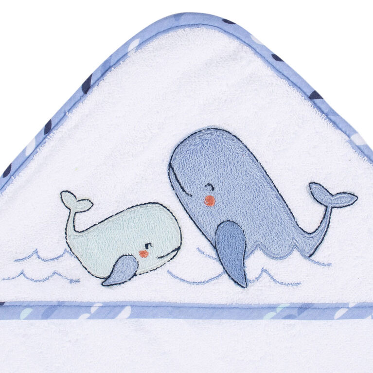 Koala Baby - Serviette à Capuche Tissée Baleine Bleue - Paquet de 2