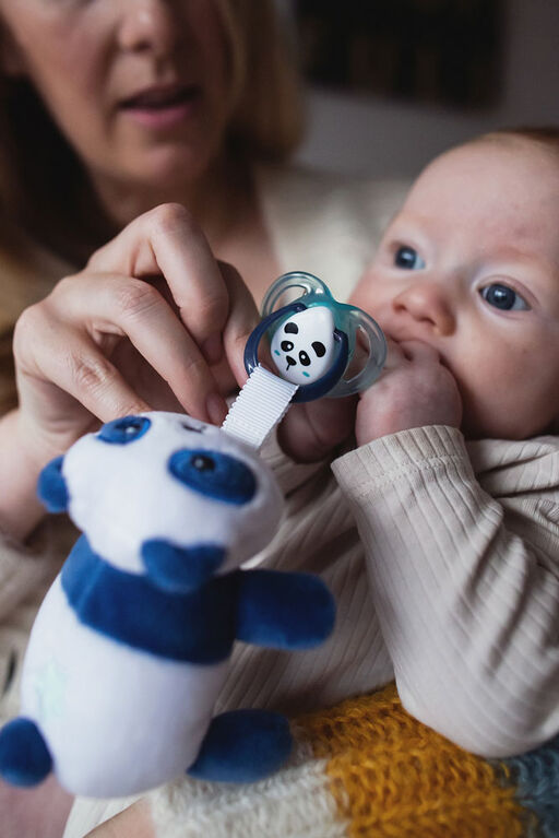 Paci-Snuggie Stuffed Animal with Two Pacifiers, 0-6 months - Panda