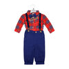 Little Gent Ensemble de bretelles à carreaux rouges 12 mois