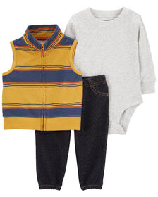 Ensemble 3 pi&egrave;ces gilet Little jaune Carter&rsquo;s