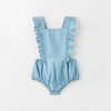 pinafore party romper, 3-6m - medium wash
