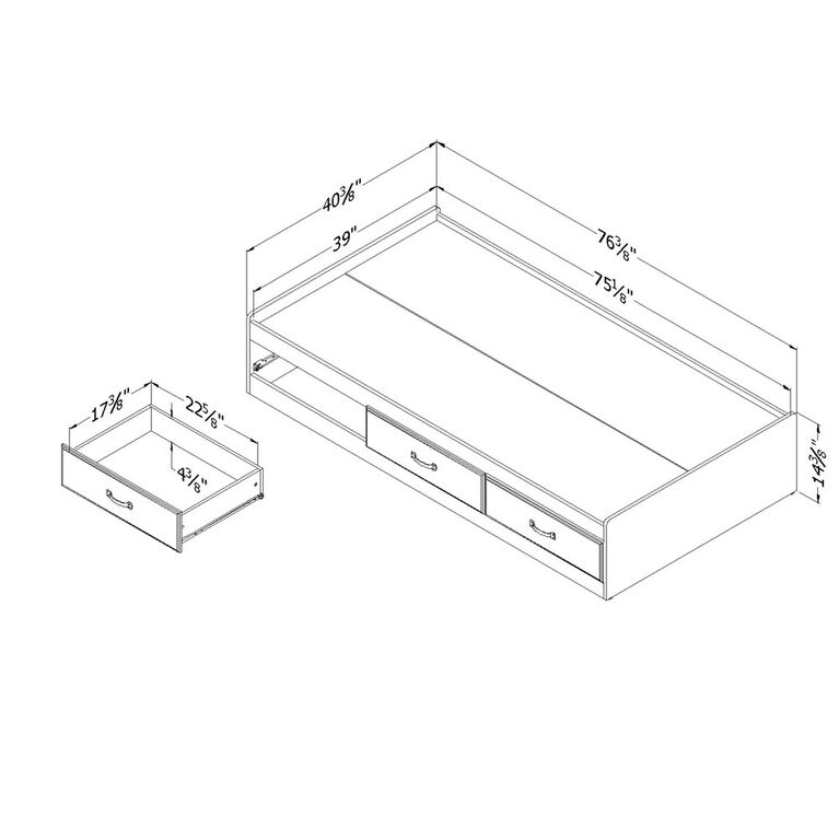 Ulysses Mate's Platform Storage Bed with 3 Drawers- Blueberry