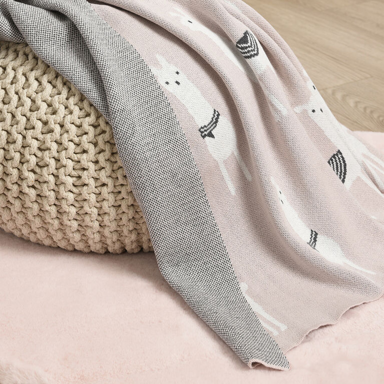 Baby's First by Nemcor Cotton Knit Baby Blanket, Llama