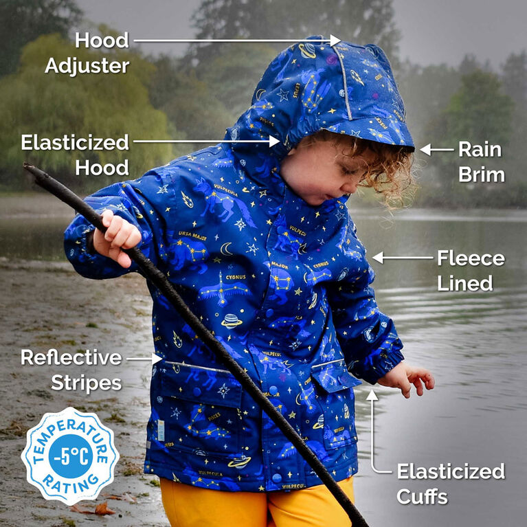 Kids Fleece Lined Rain Jackets  | Yellow - 2T (2-3Y)