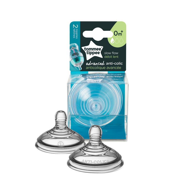 Tétine Anti-Coliques Avancée de Tommee Tippee Débit Lent, Paq. De 2.