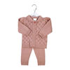 Rock a Bye Baby Pink Knit Cardigan with Frill Collar & Trouser 6-12M