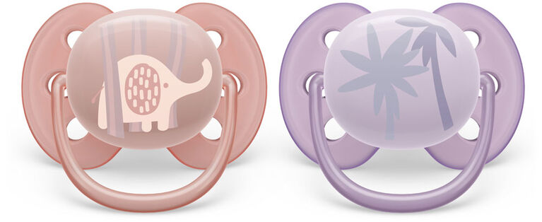 Avent Ultra Soft Pacifier 0-6m lycheee/ lilac 2pk